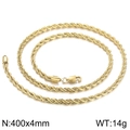 Golden titanium steel twisted rope chain necklace 400x4mm size variant for men and women - Gold 400x4mm