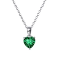 Collier en argent S925 avec pendentif en zircon vert en forme de cœur sur chaîne fine - Cœur Pierre Verte (APN02-5LV)