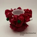 Christmas Red paper lampshade with festive pom poms and built-in LED lights, 4 sets - Christmas Red (4 Sets/Pack)