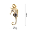 Detailed seahorse pendant in 18K gold plating with blue and white zircon stones - DZY-2984 Zirconia Seahorse