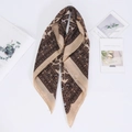 Flat lay detail of a 70cm vintage paisley cotton linen scarf with Nordic aesthetic cards - 70*70cm / Light Khaki