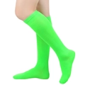 Neon green over-the-knee socks with ribbed cuffs and elastic knit for women - One Size / Pure Fruit Green