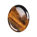 Polished oval Tiger Eye worry stone with natural golden and brown stripes - Tiger's Eye