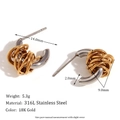 Two-tone 18K gold plated stainless steel twisted C-shape hoop earrings with dimensions - Mini Twisted C-Shape Two-Tone Hoop Earrings