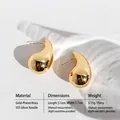 Orecchini a goccia placcati in oro lucido in ottone brillante con perni in argento 925 - 3.1cm*1.7cm / Oro Medio