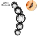 Curved black stainless steel ear climber with five gradient white cubic zirconia stones - Black - White Zircon Curved