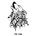 Waterproof tattoo sticker featuring a geometric wolf head with blue accents model TH-146 - Th-146 / 210*148mm
