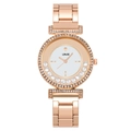 Fashionable rose gold women's watch with sparkling crystals and metal link strap - Rose Gold