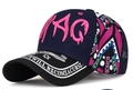 Navy blue baseball cap with pink MAG embroidery and printed black brim design - Half Mesh Navy Blue