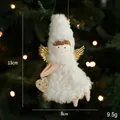 White plush Christmas tree angel ornament with gold wings and heart charm, 13cm height - White Plush Style F (Angel with Heart)
