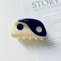 Black and white Tai Chi Yin Yang acetate hair claw clip with marble texture - Black / Small (6.5cm)