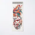 Japanese style temporary tattoo sticker WD-044 with fox and red mask patterns - WD-044/Japanese Fox Mask