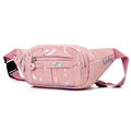 Sac banane en nylon rose avec motif éclaboussures holographiques et sangle réglable - Style 1 Rose Foncé