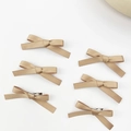 Detailed set of six champagne ribbon bow hair clips with metal alligator grip fasteners - Khaki (6 Pack)