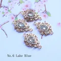 Macro detail of lake blue pear-shaped zircon charms with gold plating for DIY jewelry - Lake Blue