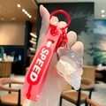 Creative conch shell liquid keychain with red silicone speed strap and metal hook - Red (Strap Style)