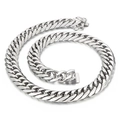 Cadena cubana de 16mm en plata pulida con cierre de seguridad doble de alta calidad - Collar 45cm (KN203160-ZC)
