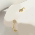 Elegant gold opening bracelet with beaded edge and sparkling paved zircon disc design - Double Round (SL0252-6)