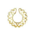 Golden heart-shaped non-pierced nipple ring shield jewelry with hollow pattern - 1 Piece / Gold