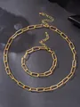 Ensemble collier et bracelet maille trombone dorée avec détails du fermoir homard - Collier et Bracelet en Acier Inoxydable
