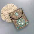 Sac bandoulière bohème fait main avec perles colorées et détails de fleurs en pierre - Floral Goutte Noir