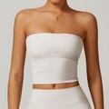 Ensemble haut bandeau bustier et legging taille haute en blanc pur pour femme - Gris Perle