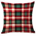 Classic red and green plaid Christmas pillow cover for festive sofa decoration - Classic Red Green Black Tartan (CDR354-10) / 45x45cm Single-sided No Insert
