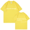 T-shirt jaune ample en coton avec lettrage blanc you are enough imprimé sur le devant et le dos - S / Jaune