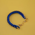 Close-up of blue woven rope and gold metal chain strap with lobster clasps - Improved Version / Blue