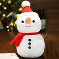 Detail of soft plush snowman toy with red Christmas hat and scarf for festive decoration - Snowman