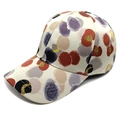Beigefarbene Damen Baseballkappe mit floralem Kunstdruck und goldenen Glitzer-Details - M (56-58cm) / Gebrochenes Weiß