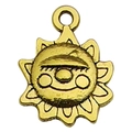 Golden sun pendant charm with a smiling face for DIY jewelry and necklaces - 圆形笑脸太阳(13571)