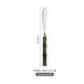 Bamboo-style stainless steel dessert knife with a dark green handle, length 21.2cm - Green Dessert Knife