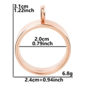 Rose gold round stainless steel openable glass locket pendant necklace for women - Inner Diameter 20mm - Cavity Thickness 3.5mm / Rose Gold