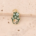 Vintage Hamsa Hand Halskette in Gold mit grünem Emaille, bösen Augen und Zirkonia - 4# Dunkelgrün
