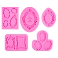 Lot de 5 moules en silicone rose style vintage européen pour décoration de gâteaux fondant - Style 6 (Ensemble de 5) / Rose