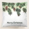 Funda de cojín navideña cuadrada acuarela con texto Merry Christmas en tela suave - Acuarela Feliz Navidad (33) / 45x45 cm