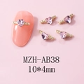 Detail of 10x4mm pink heart rhinestones with golden wings for nail art decoration - Gold Pink Style (AB38) / 10 Pieces Pack