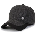 Men's winter baseball cap in dark grey knit and black brim with metallic shield logo - Dark Grey With Shield Label