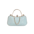 Hellblaue Pailletten-Abendtasche mit Goldrahmen und Strass-Kugeltäschchen-Verschluss - Blau