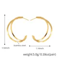 Dettaglio orecchini a doppio strato in acciaio inox dorato di 3,9x2,8 cm - F541-Doppio Cerchio Geometrico Oro