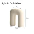 Vaso moderno in ceramica a forma di U in beige kaki per decorazione minimalista - Giallo Terra - Stile B