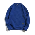 Donkerblauw herenshirt met lange mouwen en een getextureerd ruitjespatroon - S / Blauw