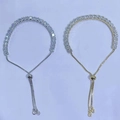 Detail of adjustable tennis bracelets with square-cut cubic zirconia in gold and silver - 5mm Bracelet / Gold