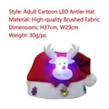 Bonnet de Noël lumineux pour adulte avec motif renne et paillettes sur tissu rouge - Adultes LED Lumineux Renne