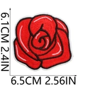 Red rose flower embroidery patch for clothes decoration with detailed dimensions - No. 34 (Red Rose Flower)