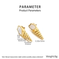 Macro shot of gold shell earrings with inlaid white shell and rhinestone accents - Gold (KE115275-K)
