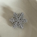 Dettaglio ravvicinato di un fermaglio per capelli a fiocco di neve con cristalli lucidi - Stile Zirconia / Fiocco di Neve Argento - Stile Strass