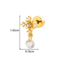 Golden cartilage piercing cross stud with micro-pave cubic zirconia and round pendant - Cross Pendant Style (902-7# Gold)