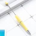 Bright yellow DIY plastic beaded ballpoint pen with a sleek metal rod for beads - Macaron Light Yellow